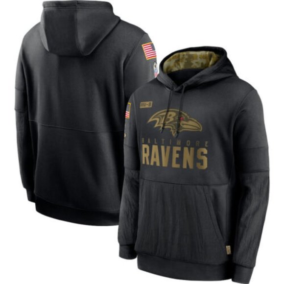 RARE Nwt 100% Nike 2020 Baltimore Ravens Salute To Service Sideline Hoodie NFL - Picture 2 of 4